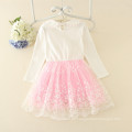 Guangzhou marca duoduo princesa de niños vestidos de fiesta niños peter pan precioso collar blanco pequeñas flores bordadas al por mayor